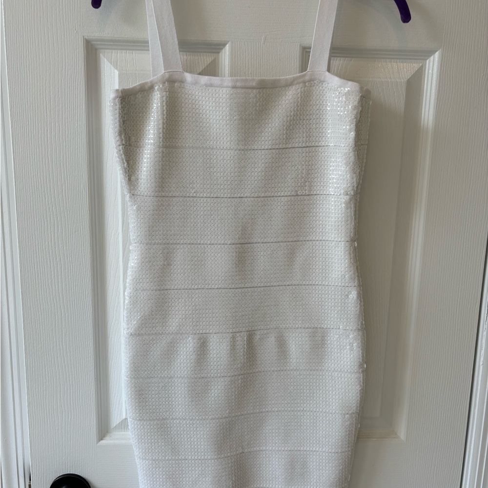 BCBG Maxazria Sequin Knit Dress white
